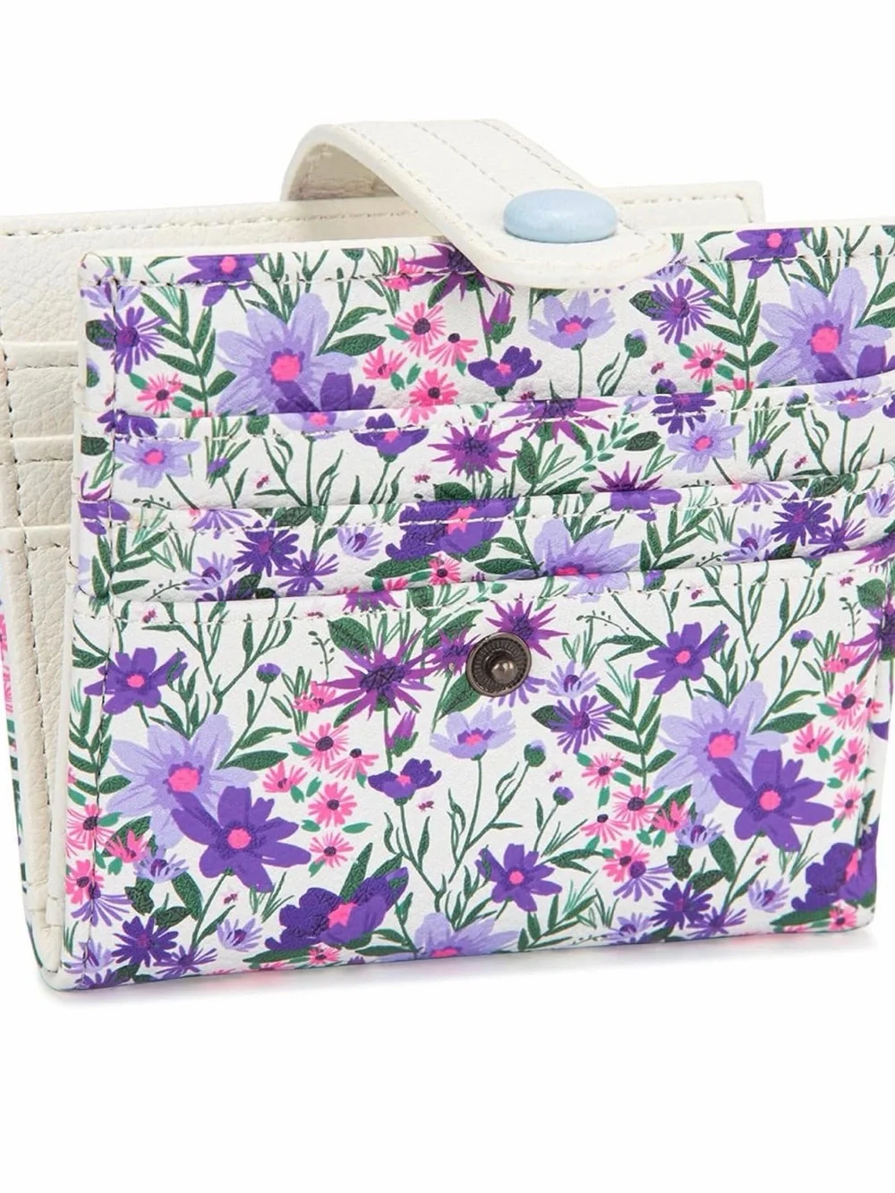 Wrangler White Floral Wallet with Purple & Pink Blooms